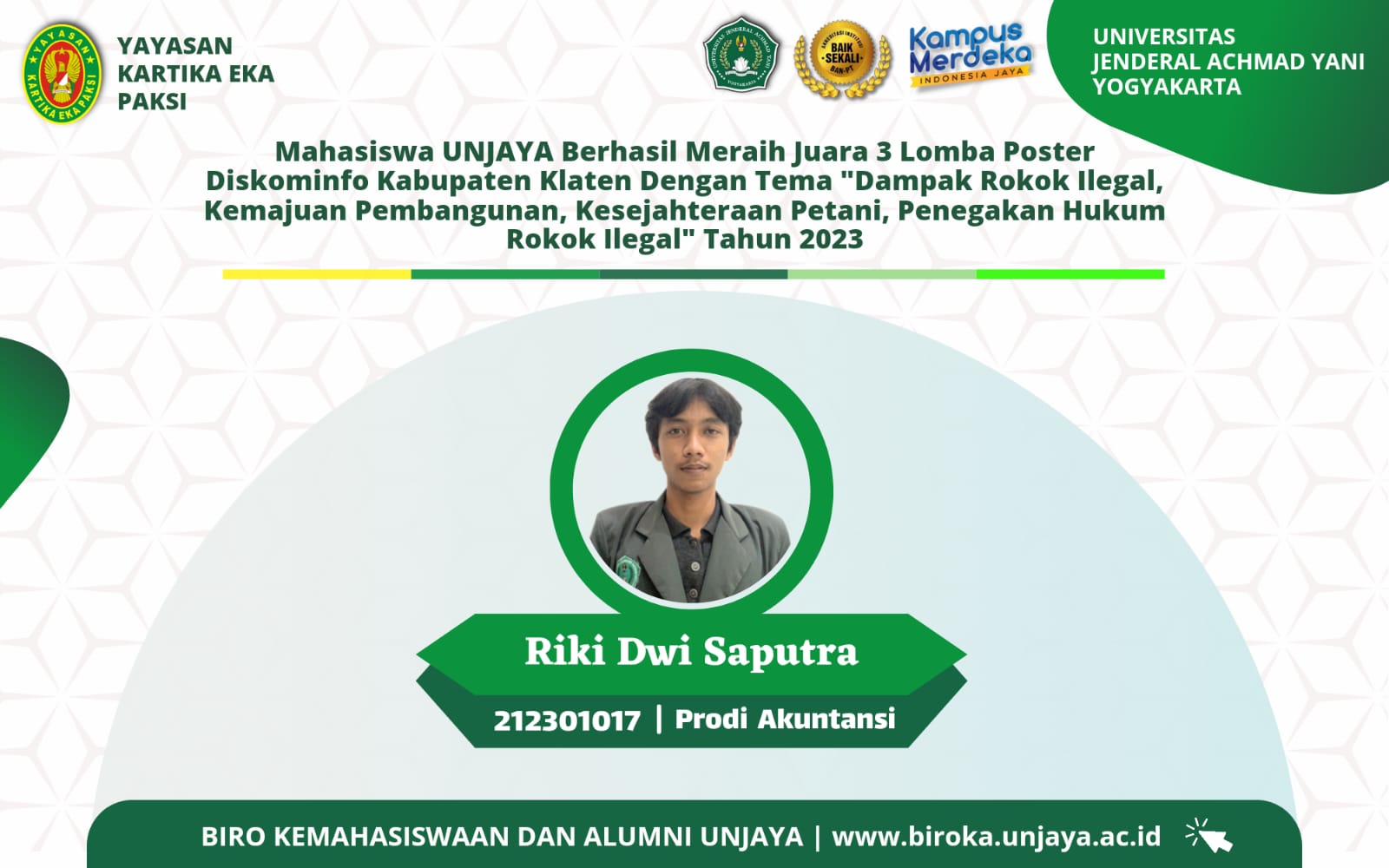 SELAMAT & SUKSES MAHASISWA UNJAYA MERAIH JUARA 3 DALAM LOMBA POSTER TINGKAT REGIONAL TAHUN 2023